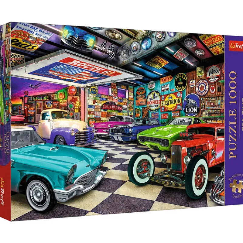 TREFL Puzzle 1000el Premium Plus - Tea Time: Garaż kolekcjonera samochodów 10845