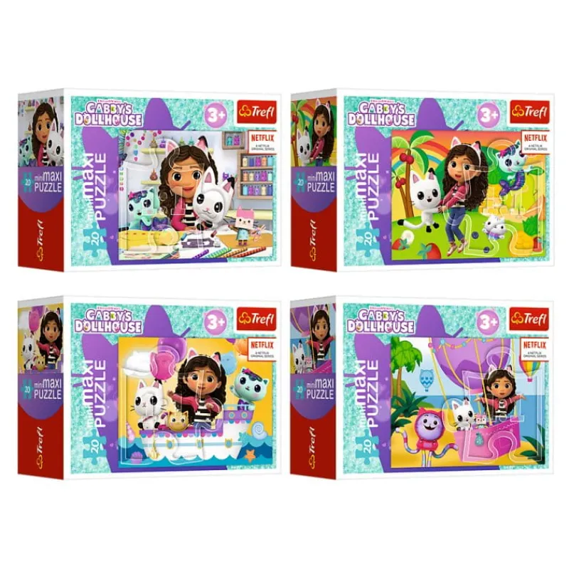 TREFL Puzzle 20el "miniMaxi" Kolorowy dzień Gabi. Koci Domek Gabi. Gabby's Dollhouse 21156, 21157, 21158, 21159 (56041) mix cena za 1 szt