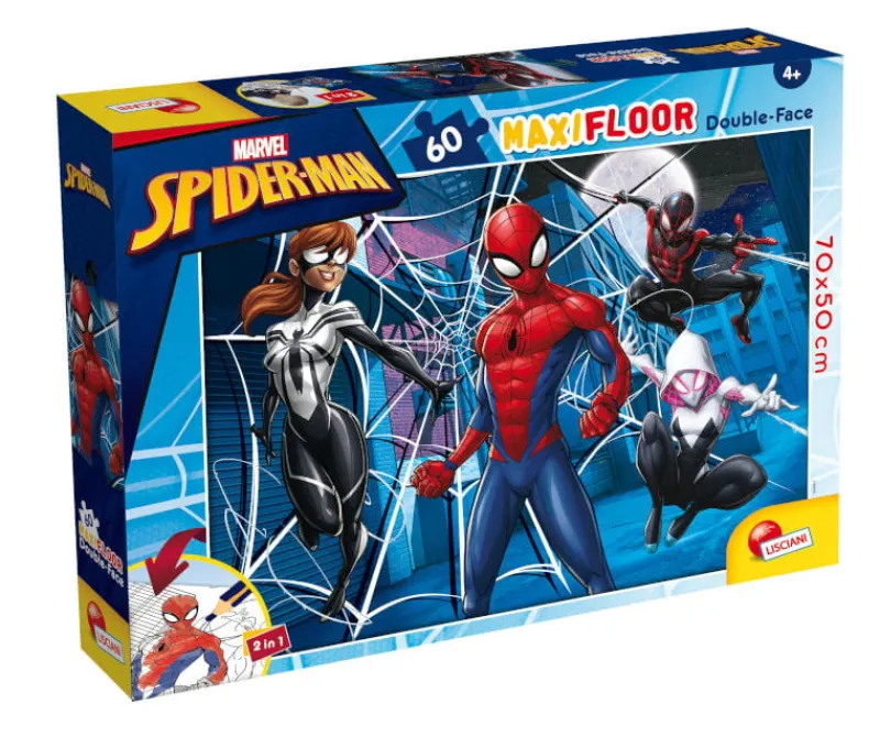 LISCIANI GIOCHI Puzzle podłogowe dwustronne Maxi Floor 60el Marvel Spiderman 99757 LISCIANI