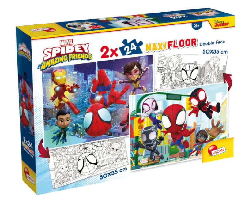 LISCIANI GIOCHI Puzzle podłogowe dwustronne Maxi Floor 2x24el Marvel Spidey 99788 LISCIANI
