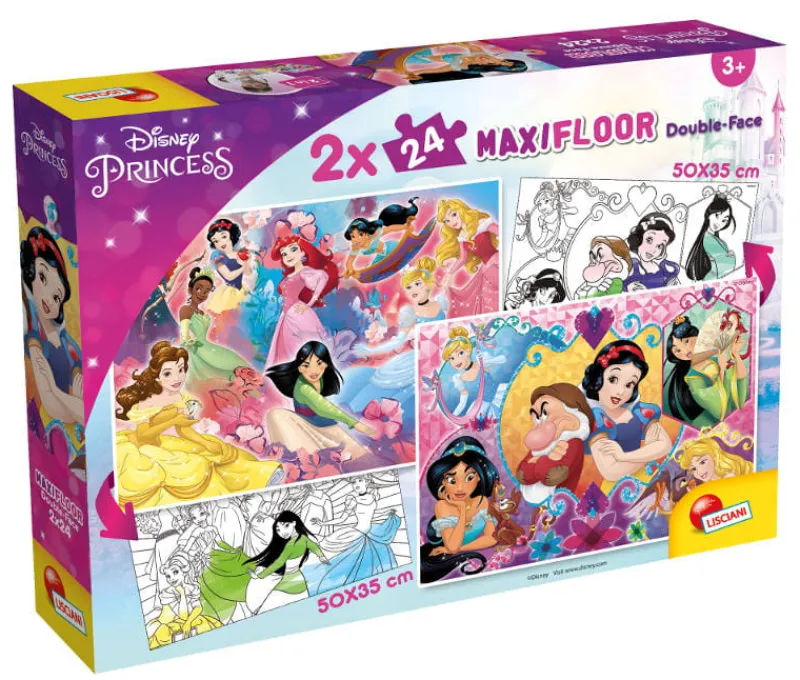 LISCIANI GIOCHI Puzzle podłogowe dwustronne 2x24el Maxi Floor Disney Princess LISCIANI 91720