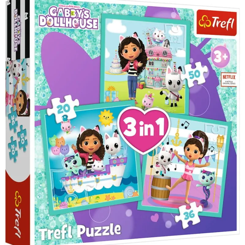 TREFL Puzzle 3w1 Aktywności Gabbi. Koci Domek Gabi. Gabby's Dollhouse 34871