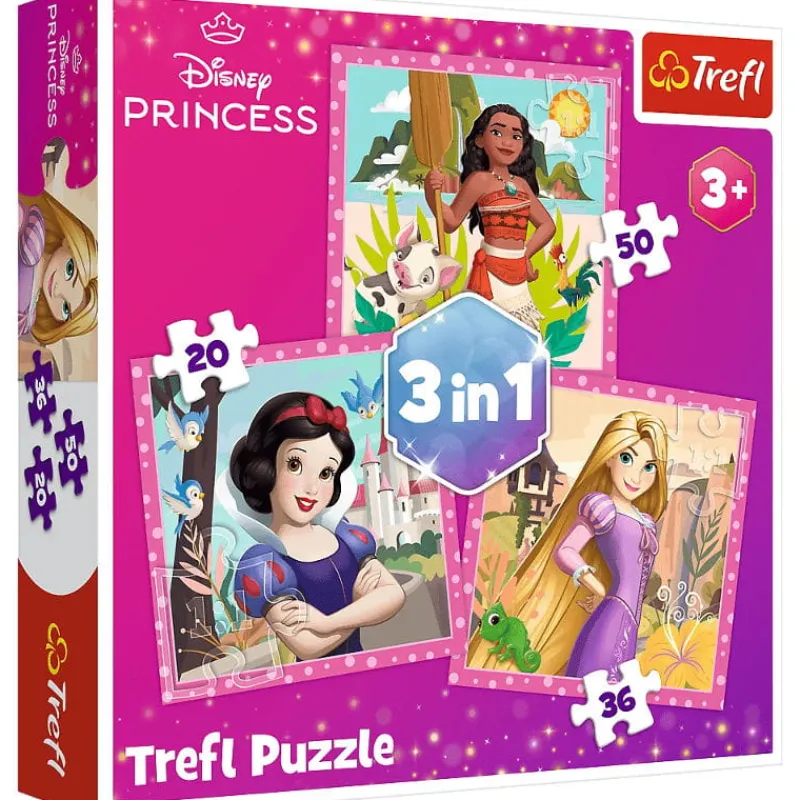 TREFL Puzzle 3w1 Piękne kwiaty. Disney Princess 34875