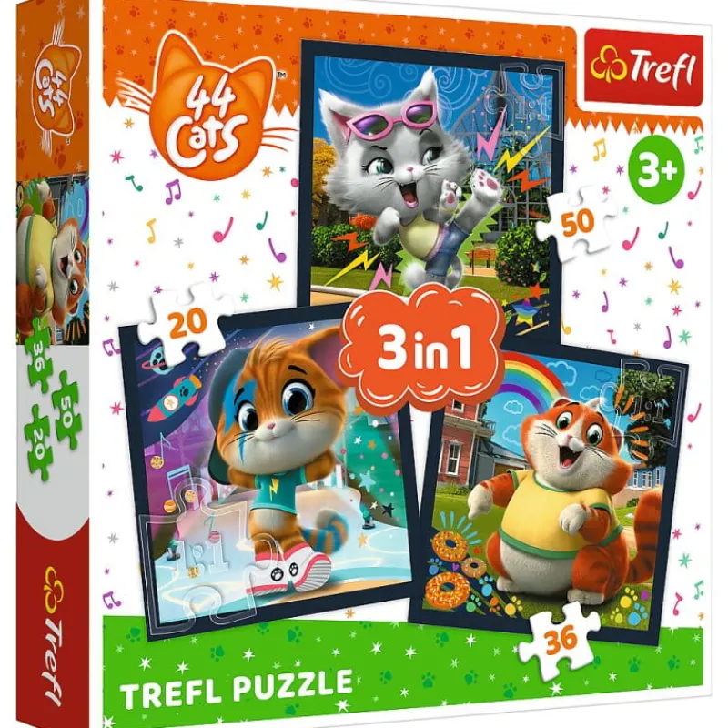 TREFL Puzzle 3w1 Poznaj Urocze Kociaki. 44 Cats 34865