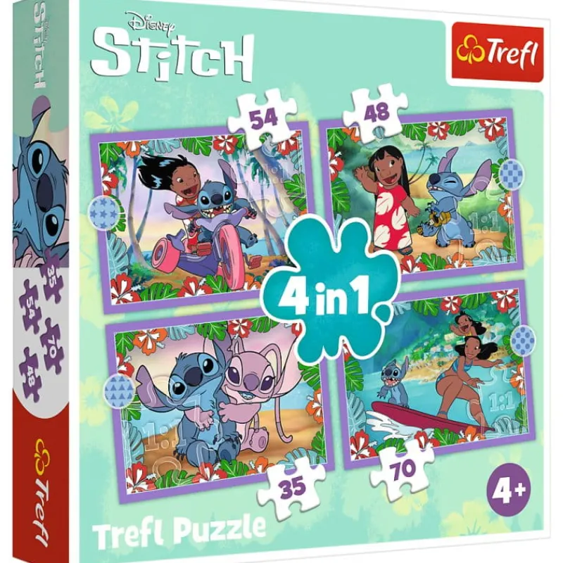 TREFL Puzzle 4w1 Szalony dzień Lilo i Stitch 34633
