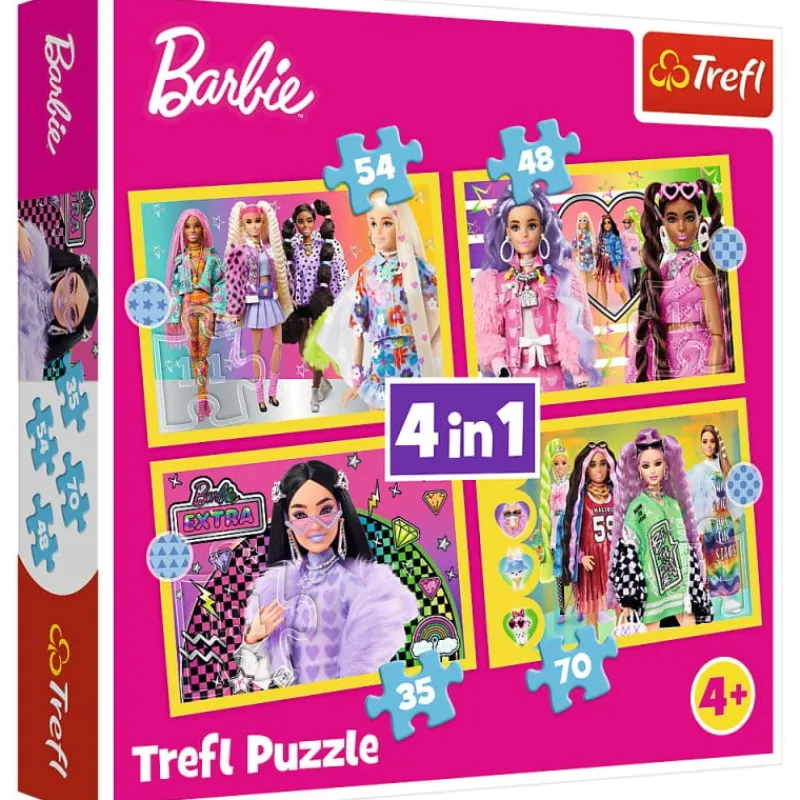 TREFL Puzzle 4w1 Wesoły świat Barbie. Barbie Mattel 34626