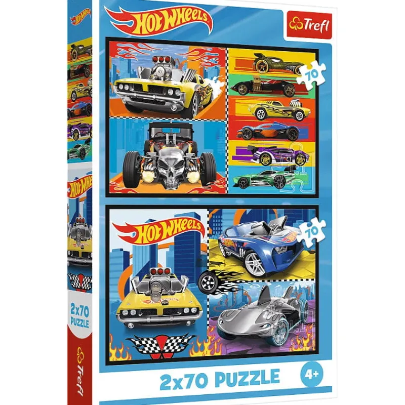 TREFL Puzzle 2x70el Samochodziki. Hot Wheels 34442