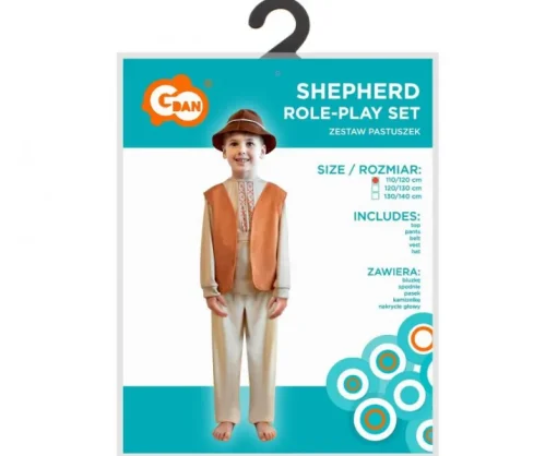 GODAN Strój Pastuszek bluzka, spodnie, pasek, kamizelka, kapelusz rozmiar 110/120cm SL-PT11