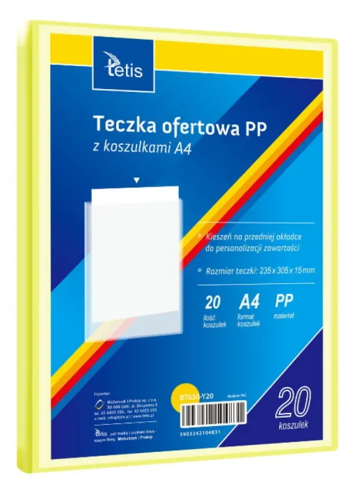 TETIS Teczka ofertowa A4 PP + 20 koszulek żółta BT630-Y20