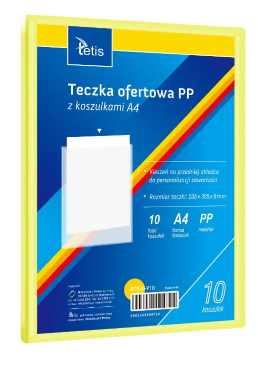 TETIS Teczka ofertowa A4 PP + 10 koszulek żółta BT630-Y10