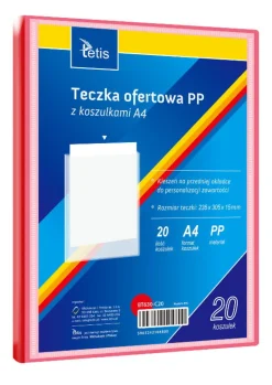 TETIS Teczka ofertowa A4 PP + 20 koszulek czerwona BT630-C20