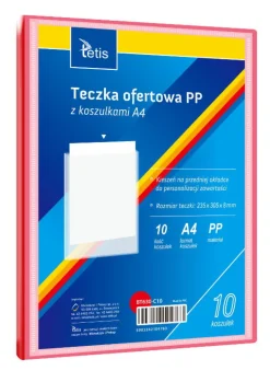 TETIS Teczka ofertowa A4 PP + 10 koszulek czerwona BT630-C10