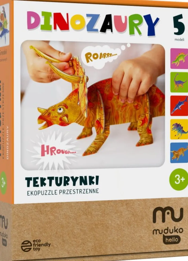 MUDUKO Tekturynki Dinozaury Ekopuzzle przestrzenne