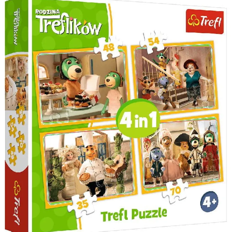 TREFL Puzzle 4w1 Przygotowania do balu Rodzina ików