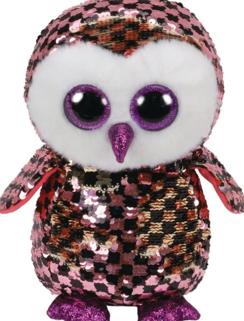TY INC. TY BOOS Flipables CHECKS - cekinowa różowo-czarna sowa 24cm