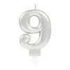 AMSCAN Świeczka cyferka 9 Sparkling Celebrations z uchwytem srebro 9,3cm 9903697