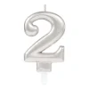 AMSCAN Świeczka cyferka 2 Sparkling Celebrations z uchwytem srebro 9,3cm 9903690