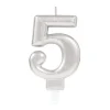 AMSCAN Świeczka cyferka 5 Sparkling Celebrations z uchwytem srebro 9,3cm 9903693
