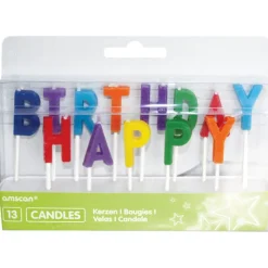 AMSCAN Świeczki urodzinowe Happy Birthday kolorowe 13 literek INT170666