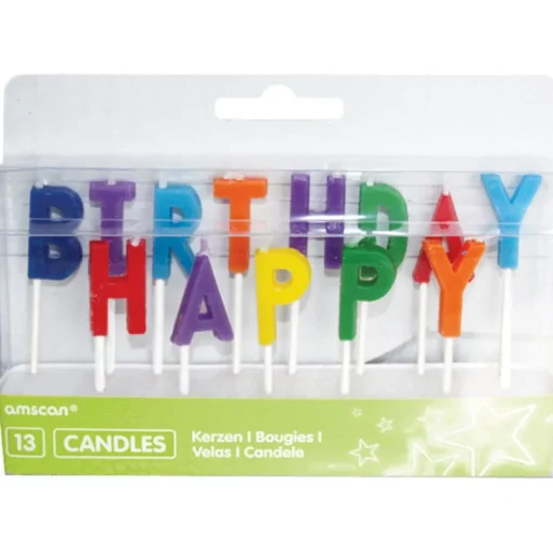 AMSCAN Świeczki urodzinowe Happy Birthday kolorowe 13 literek INT170666