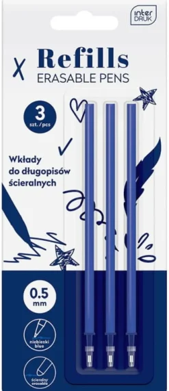 INTERDRUK Wkłady do długopisu ścieralnego 3szt na blistrze