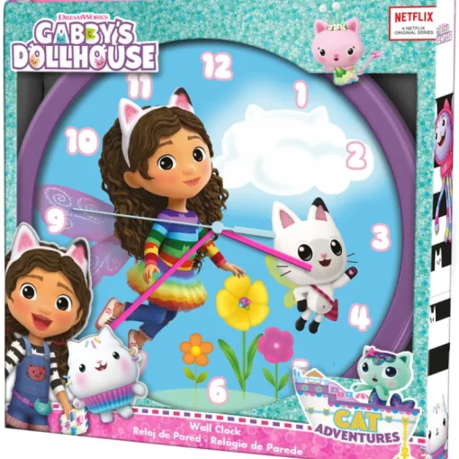KIDS EUROSWAN Zegar ścienny 25cm Koci Domek Gabi. Gabby's Dollhouse GD00021