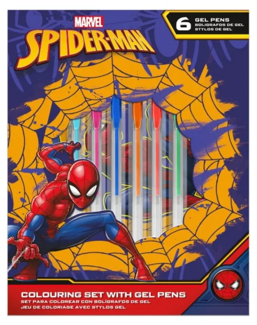 KIDS EUROSWAN Zestaw piśmienniczy 6 żelowych długopisów z notatnikiem Spiderman SP50060