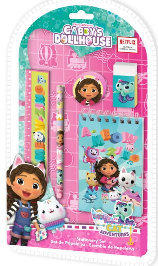 KIDS EUROSWAN Zestaw piśmienniczy 5el Koci Domek Gabi. Gabby's Dollhouse GD00036