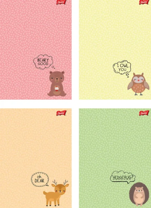 MAJEWSKI Zeszyt A5 16k krata laminowany WOODLAND ANIMALS p15, mix cena za 1 szt