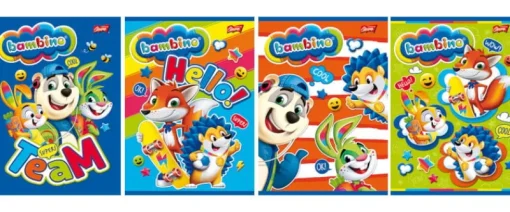 MAJEWSKI Zeszyt A5 16k linia dwukolororowa laminowany Bambino standard p15 mix cena za 1 szt