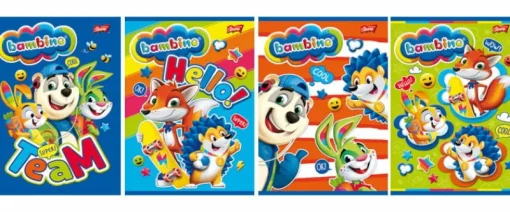 MAJEWSKI Zeszyt A5 16k linia dwukolororowa laminowany Bambino standard p15 mix cena za 1 szt