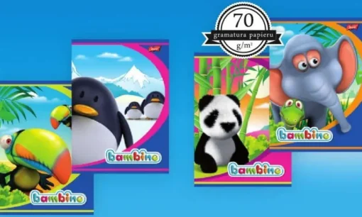 MAJEWSKI Zeszyt A5 16k linia dwukolororowa laminowany Bambino standard p15 mix cena za 1 szt