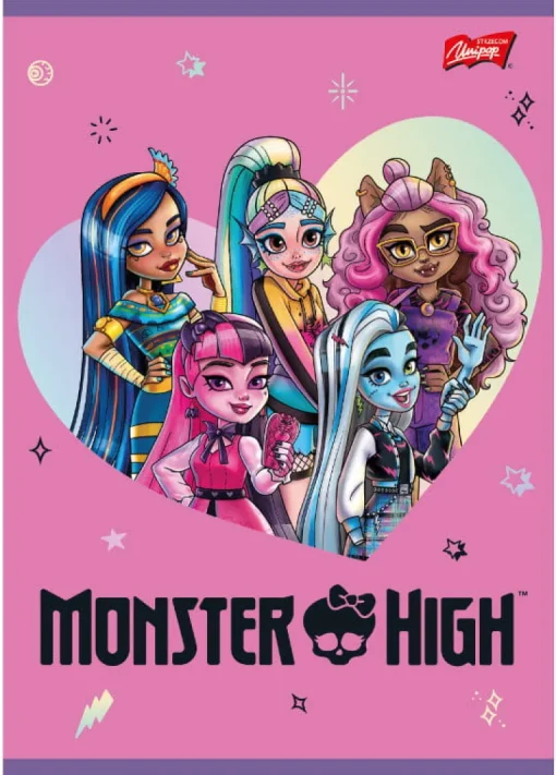 MAJEWSKI Zeszyt A5 16k linia podwójna kolor laminowany MONSTER HIGH mix cena za 1 szt