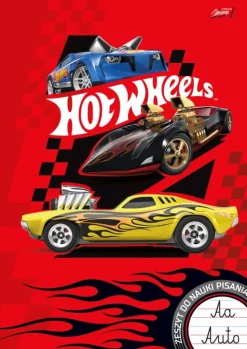 MAJEWSKI Zeszyt do nauki pisania A4 32k Hot Wheels linia podwójna dwukolorowa laminowany p15 mix cena za 1 szt