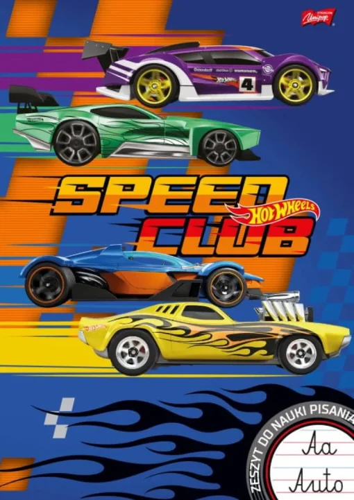 MAJEWSKI Zeszyt do nauki pisania A4 32k Hot Wheels linia podwójna dwukolorowa laminowany p15 mix cena za 1 szt