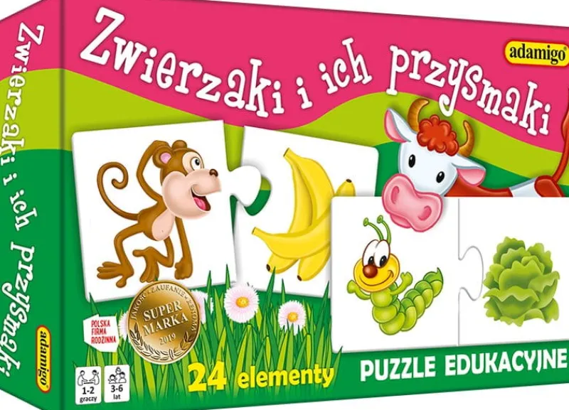 ADAMIGO Zwierzaki i ich przysmaki Puzzle edukacyjne